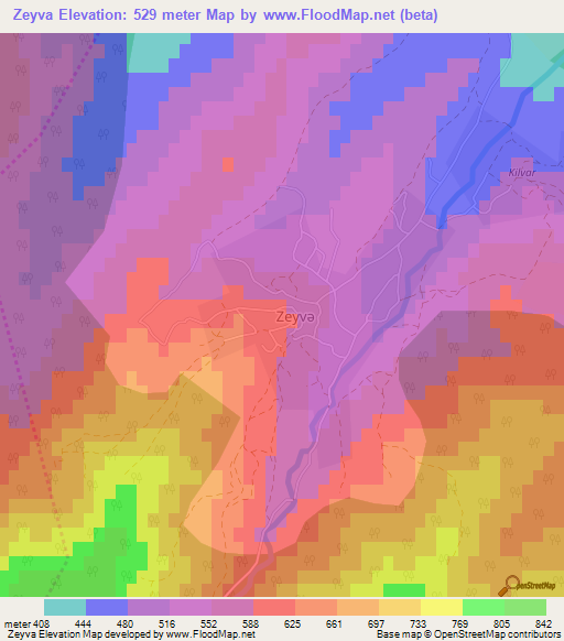 Zeyva,Azerbaijan Elevation Map