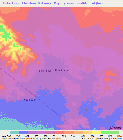 Gobo Gobo,Somalia Elevation Map