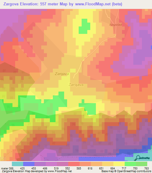 Zargova,Azerbaijan Elevation Map