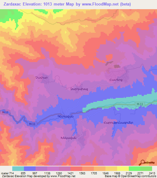 Zardaxac,Azerbaijan Elevation Map