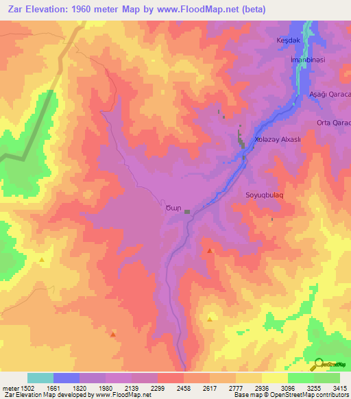 Zar,Azerbaijan Elevation Map