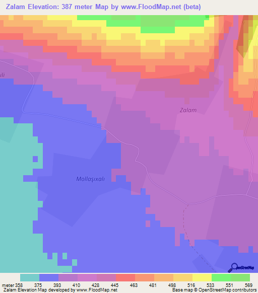 Zalam,Azerbaijan Elevation Map