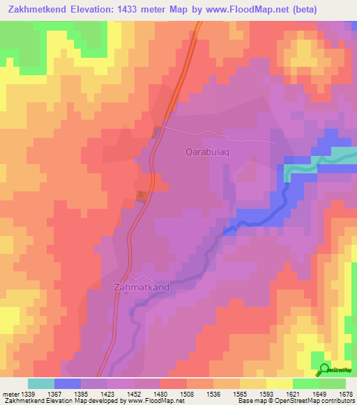 Zakhmetkend,Azerbaijan Elevation Map