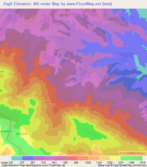 Zagli,Azerbaijan Elevation Map