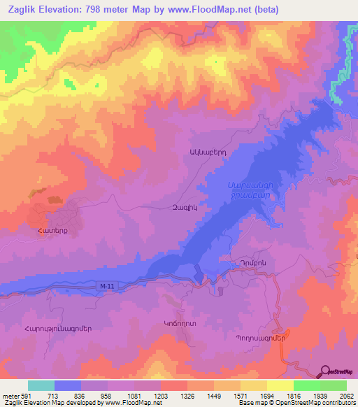 Zaglik,Azerbaijan Elevation Map