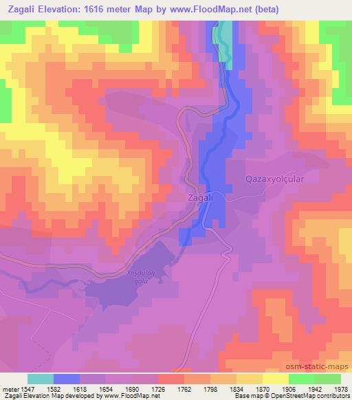 Zagali,Azerbaijan Elevation Map