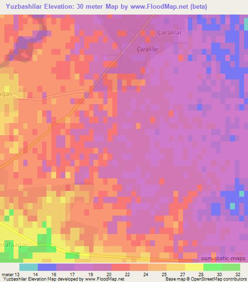Yuzbashilar,Azerbaijan Elevation Map