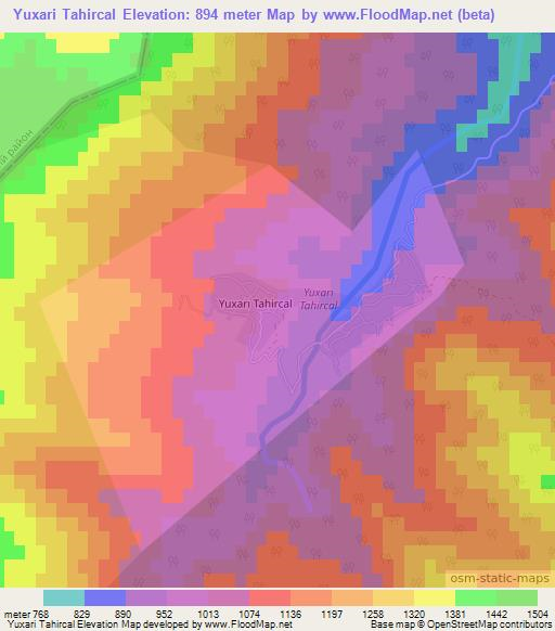 Yuxari Tahircal,Azerbaijan Elevation Map