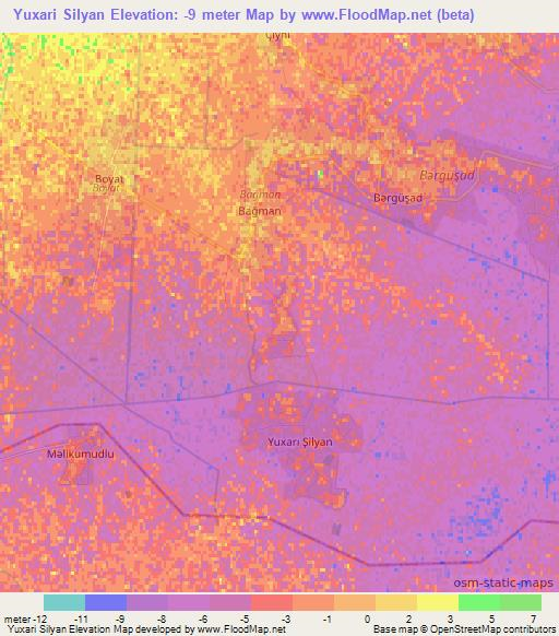 Yuxari Silyan,Azerbaijan Elevation Map