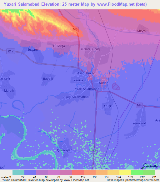 Yuxari Salamabad,Azerbaijan Elevation Map