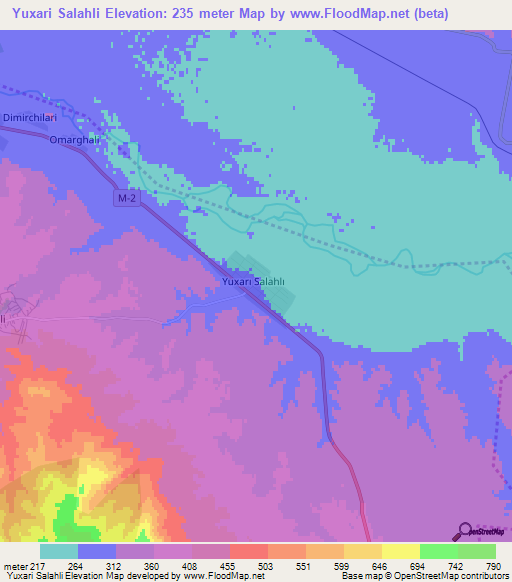 Yuxari Salahli,Azerbaijan Elevation Map