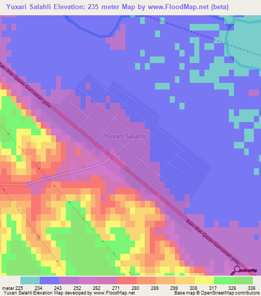 Yuxari Salahli,Azerbaijan Elevation Map