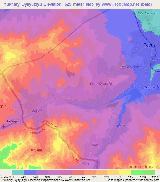 Yukhary Oysyuzlyu,Azerbaijan Elevation Map