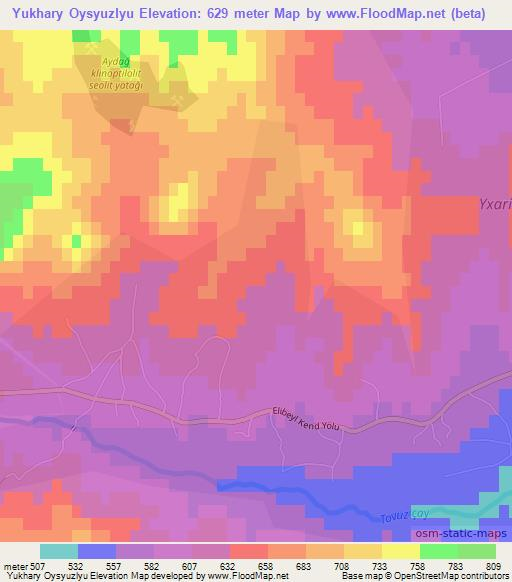 Yukhary Oysyuzlyu,Azerbaijan Elevation Map