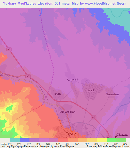 Yukhary Myul'kyulyu,Azerbaijan Elevation Map