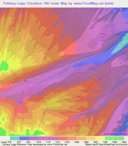 Yukhary Leger,Azerbaijan Elevation Map