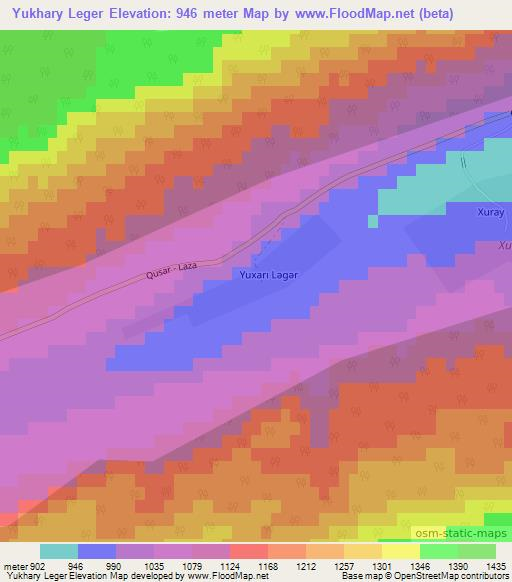 Yukhary Leger,Azerbaijan Elevation Map