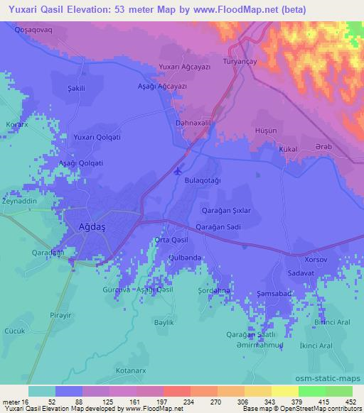 Yuxari Qasil,Azerbaijan Elevation Map