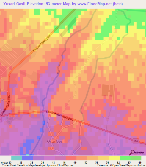 Yuxari Qasil,Azerbaijan Elevation Map