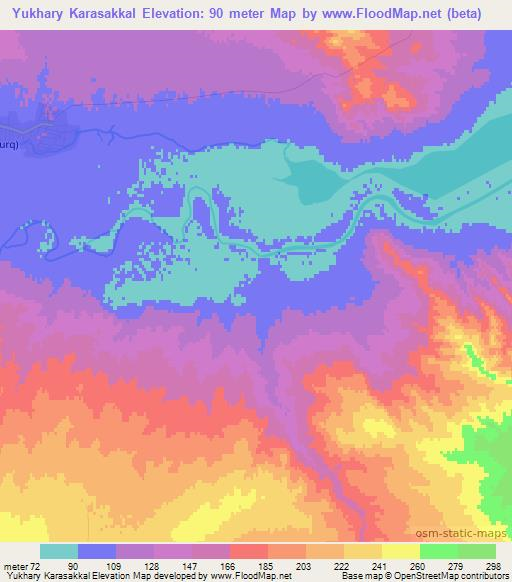 Yukhary Karasakkal,Azerbaijan Elevation Map