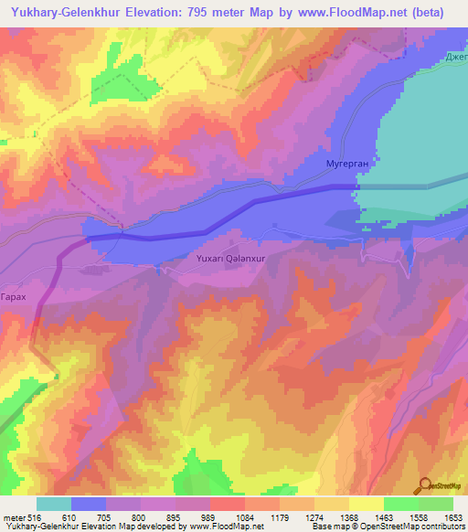 Yukhary-Gelenkhur,Azerbaijan Elevation Map