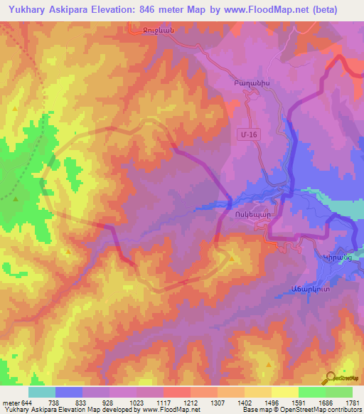 Yukhary Askipara,Azerbaijan Elevation Map
