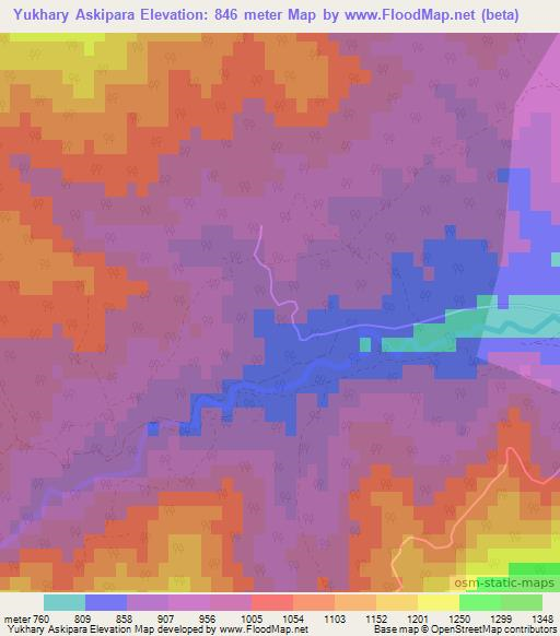 Yukhary Askipara,Azerbaijan Elevation Map
