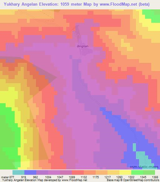 Yukhary Angelan,Azerbaijan Elevation Map