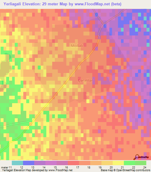 Yerliagali,Azerbaijan Elevation Map