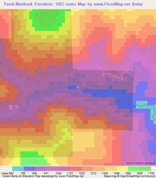 Yerek-Mankunk,Azerbaijan Elevation Map