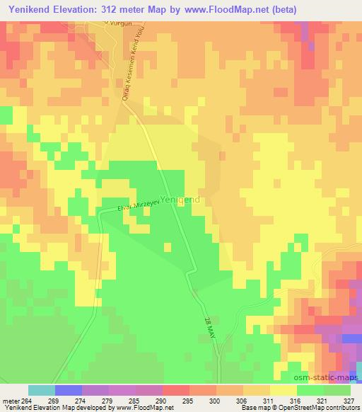 Yenikend,Azerbaijan Elevation Map