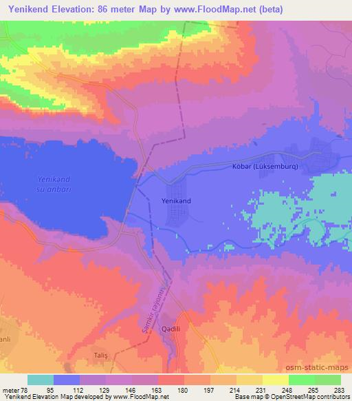 Yenikend,Azerbaijan Elevation Map