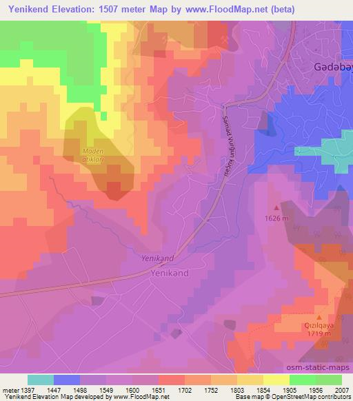 Yenikend,Azerbaijan Elevation Map