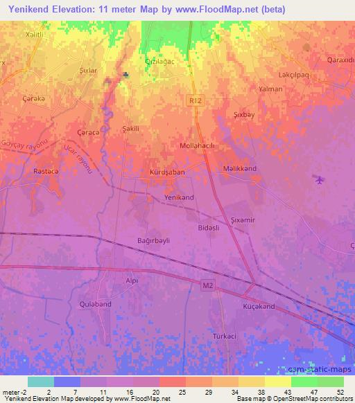 Yenikend,Azerbaijan Elevation Map