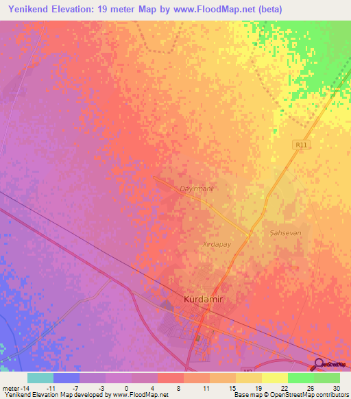 Yenikend,Azerbaijan Elevation Map
