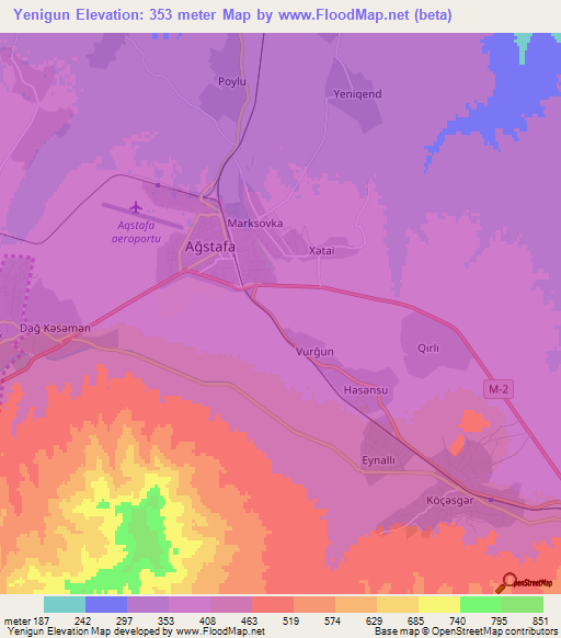 Yenigun,Azerbaijan Elevation Map