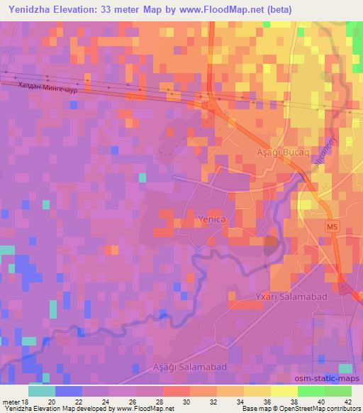 Yenidzha,Azerbaijan Elevation Map