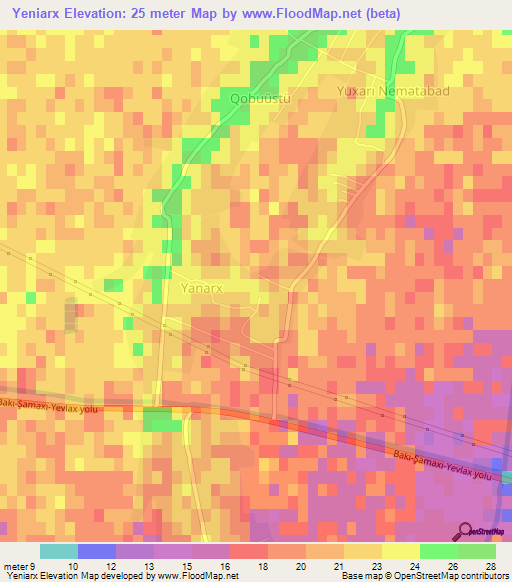 Yeniarx,Azerbaijan Elevation Map