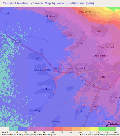 Yeniarx,Azerbaijan Elevation Map