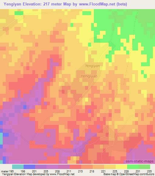 Yengiyan,Azerbaijan Elevation Map