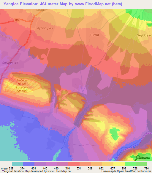 Yengica,Azerbaijan Elevation Map