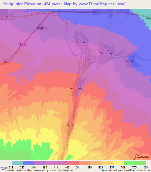 Yolqulular,Azerbaijan Elevation Map