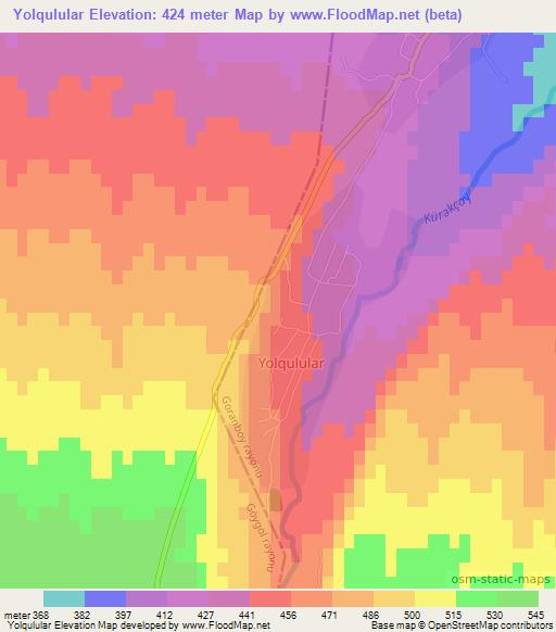 Yolqulular,Azerbaijan Elevation Map