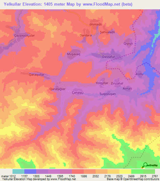 Yelkullar,Azerbaijan Elevation Map