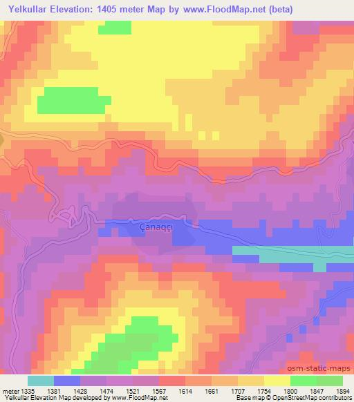 Yelkullar,Azerbaijan Elevation Map