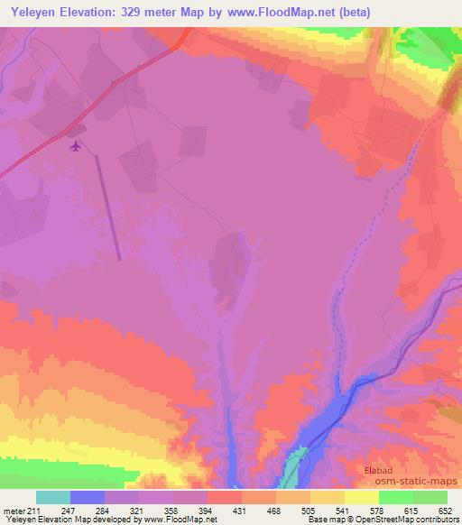 Yeleyen,Azerbaijan Elevation Map