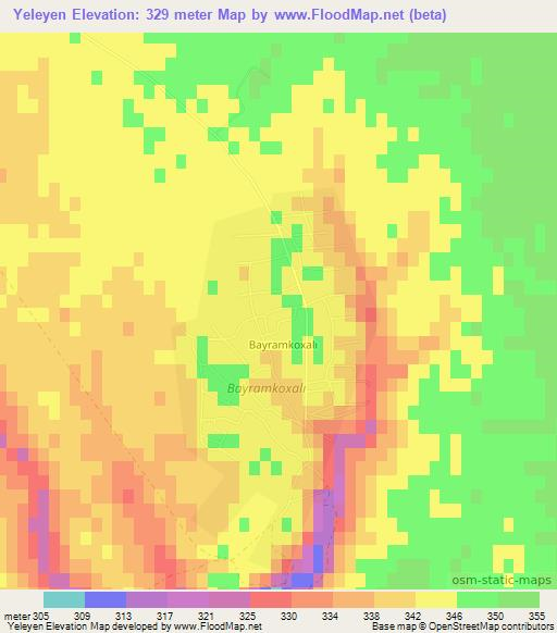 Yeleyen,Azerbaijan Elevation Map