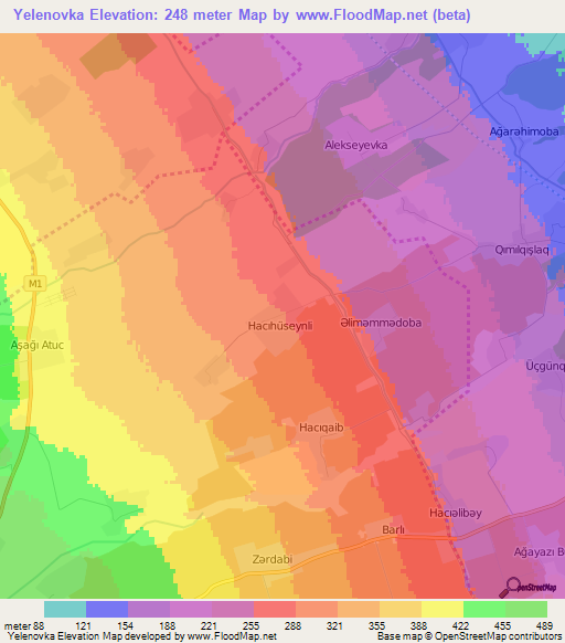 Yelenovka,Azerbaijan Elevation Map
