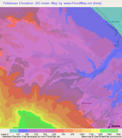 Yelekesan,Azerbaijan Elevation Map
