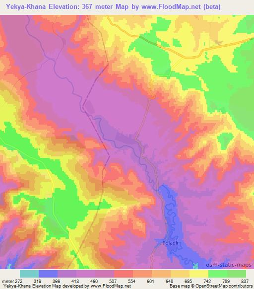 Yekya-Khana,Azerbaijan Elevation Map